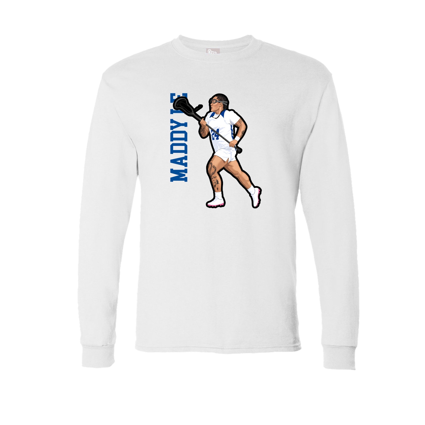 Long Sleeve Tee — Name Vertical in White