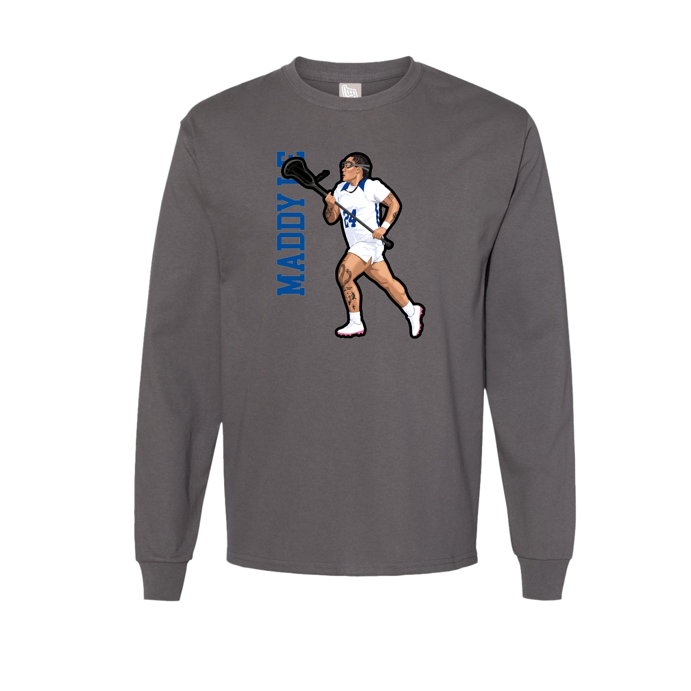Long Sleeve Tee — Name Vertical in Grey