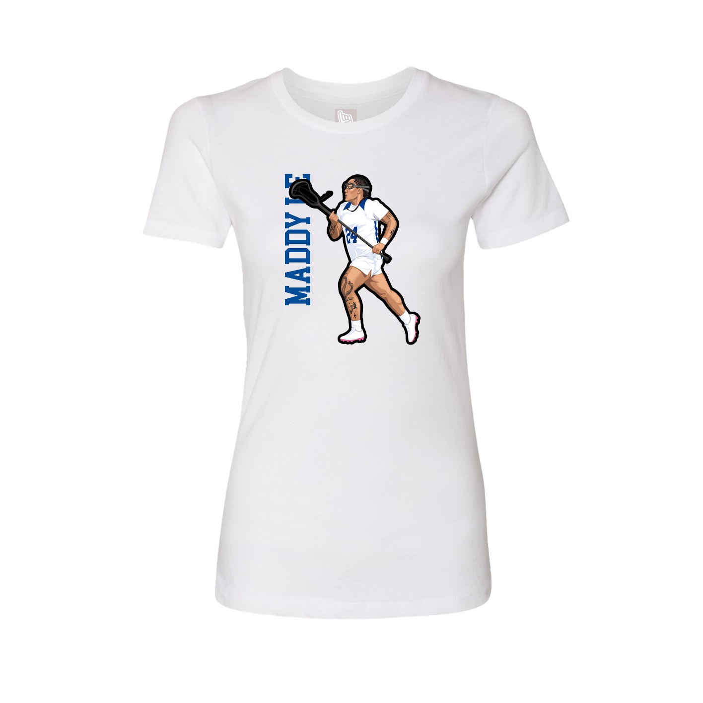 Fitted Women's Tee — Name Vertical in White