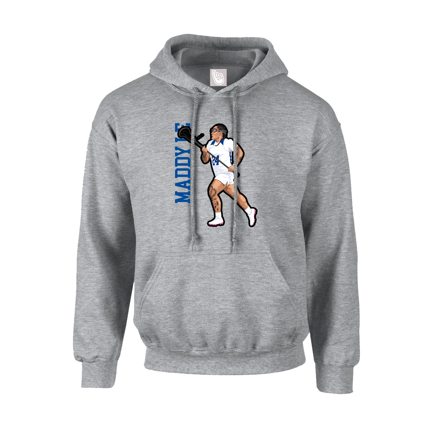 Hoodie — Name Vertical in Grey