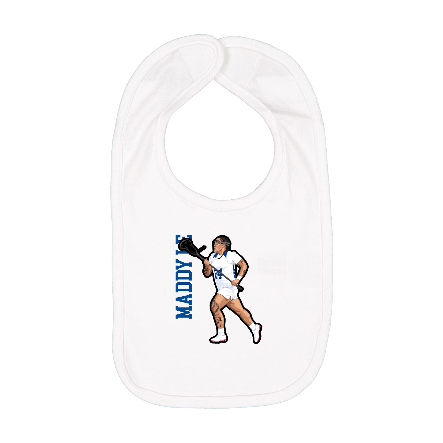 Infant Bib — Name Vertical in White
