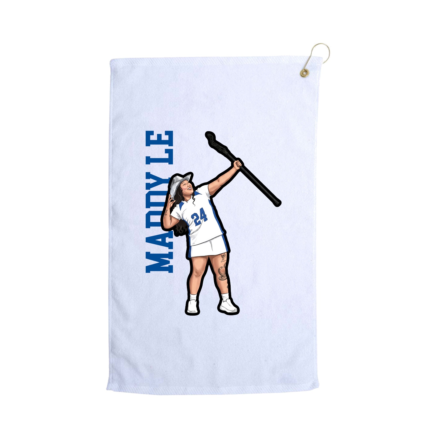 Golf Towel — Name Vertical in White
