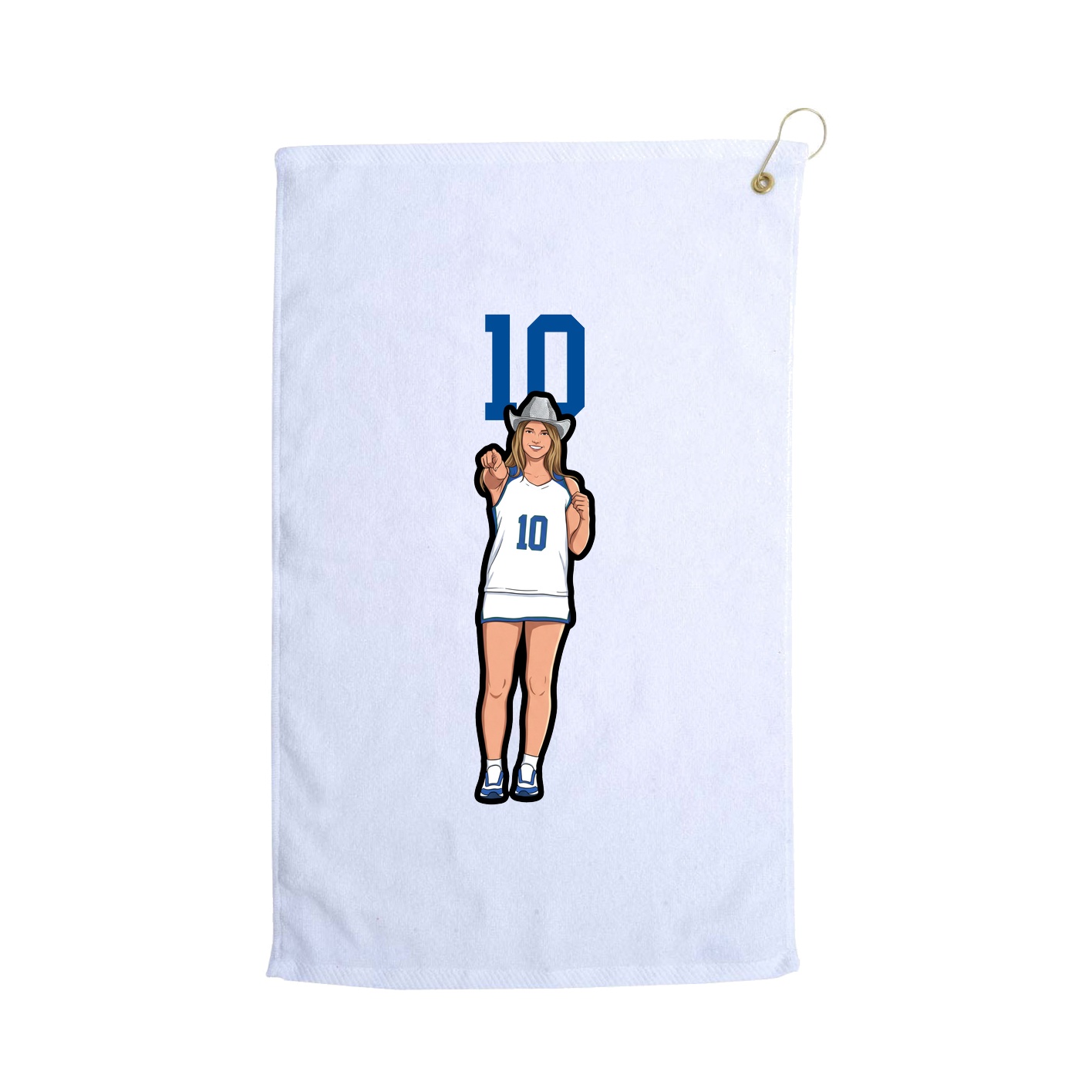 Golf Towel — Number Top in White