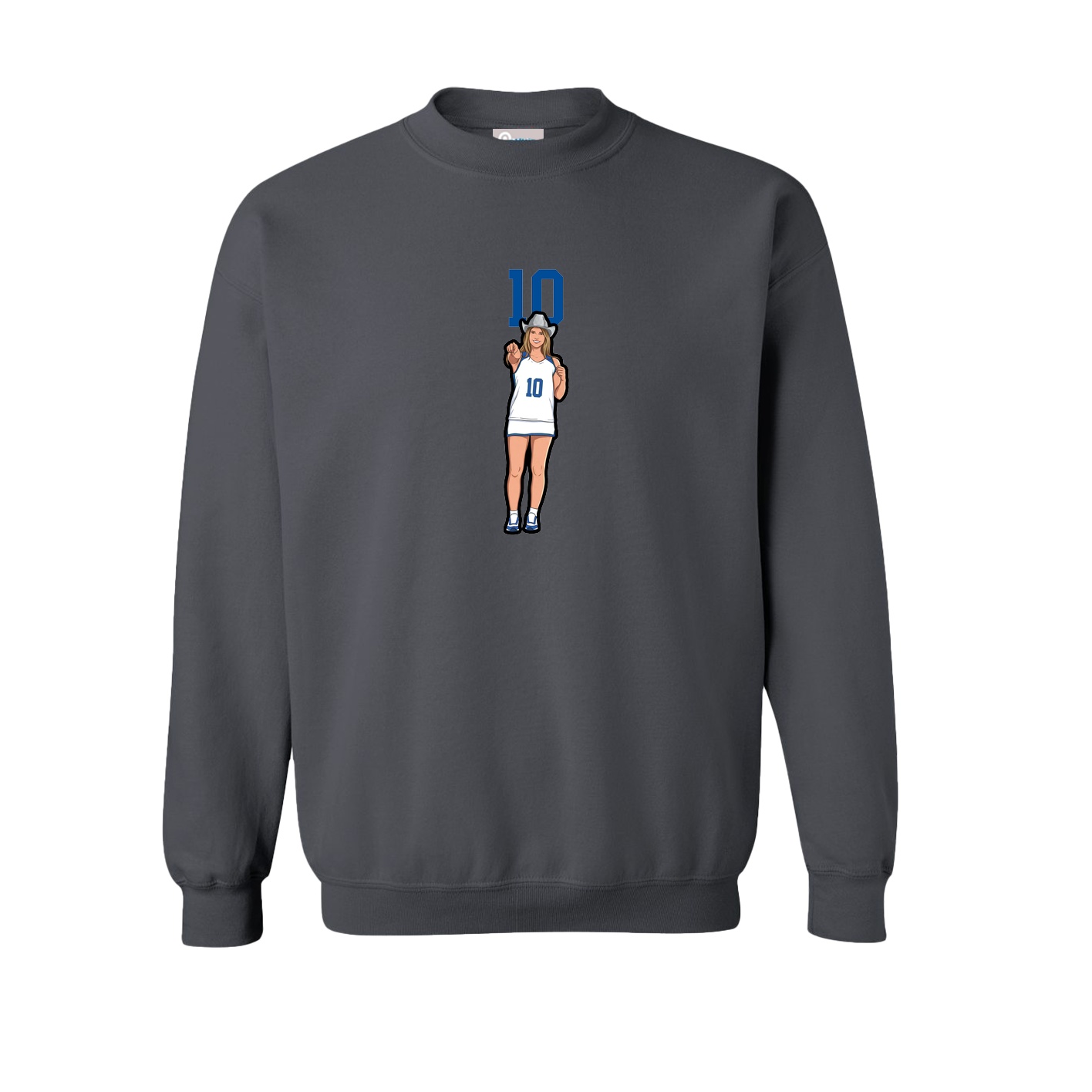 Fleece Crew — Number Top in Grey