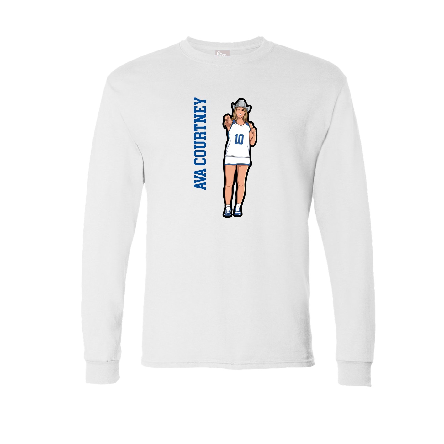 Long Sleeve Tee — Name Vertical in White