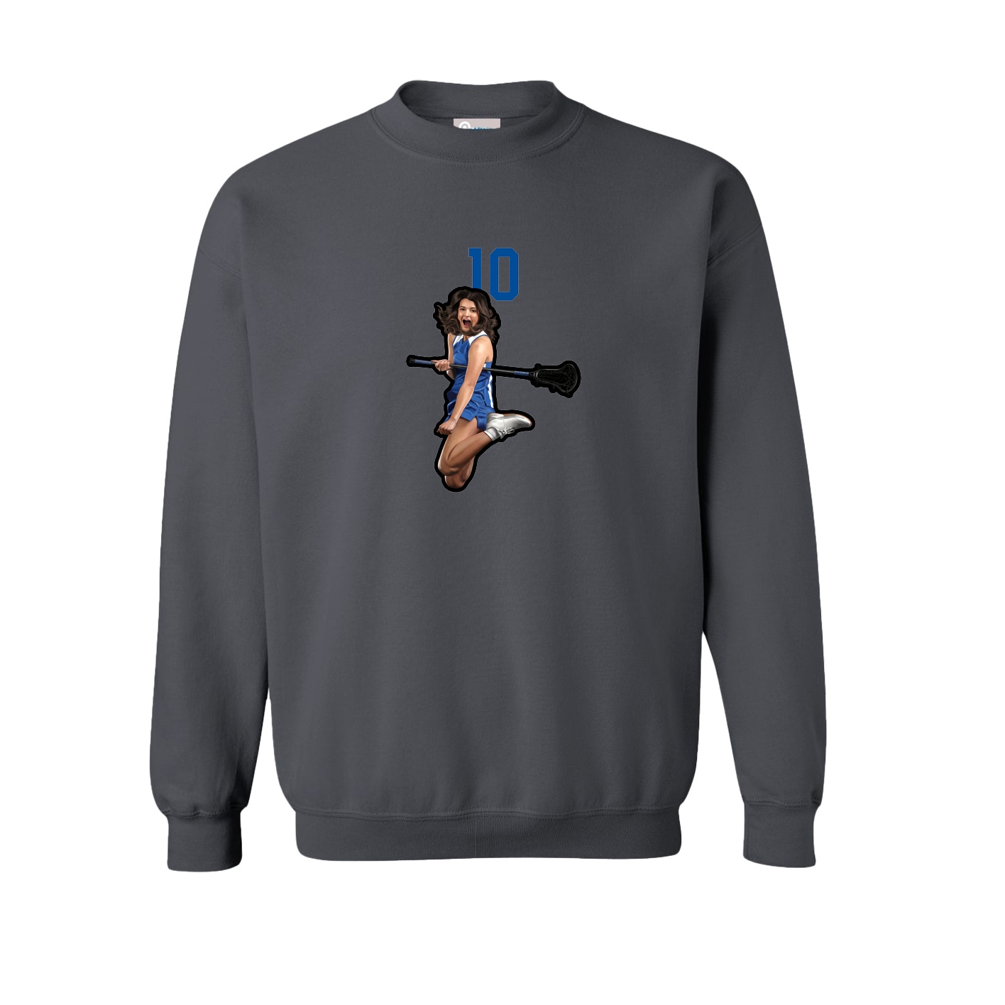 Fleece Crew — Number Top in Grey