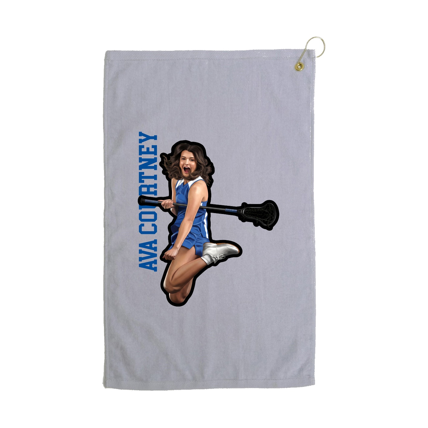 Golf Towel — Name Vertical in Grey