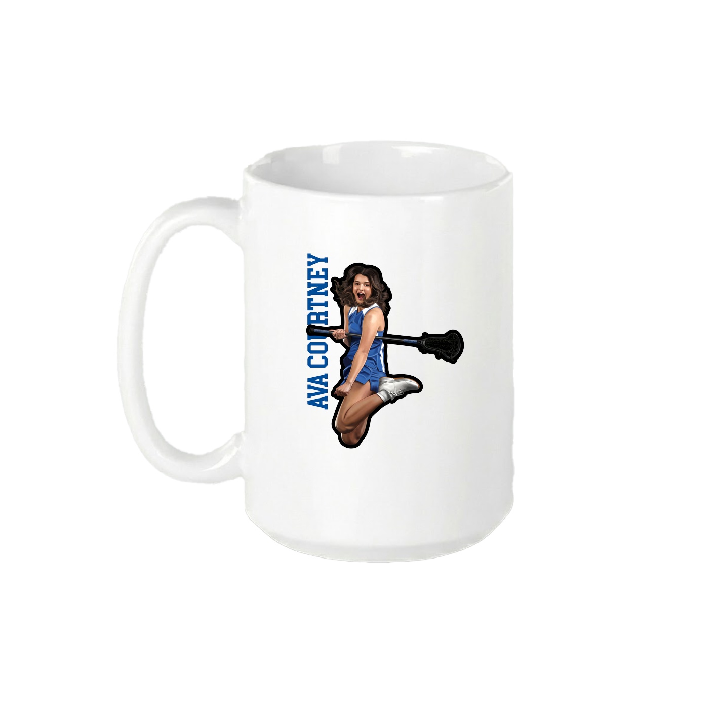 15oz Coffee Mug — Name Vertical in White