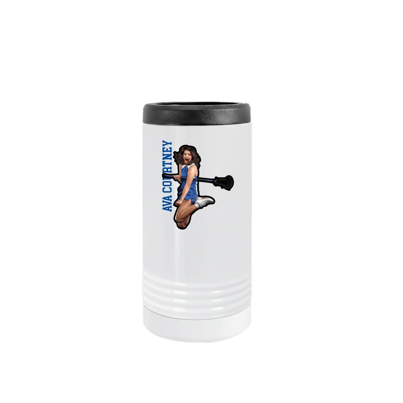 Slim Beverage Holder — Name Vertical in White