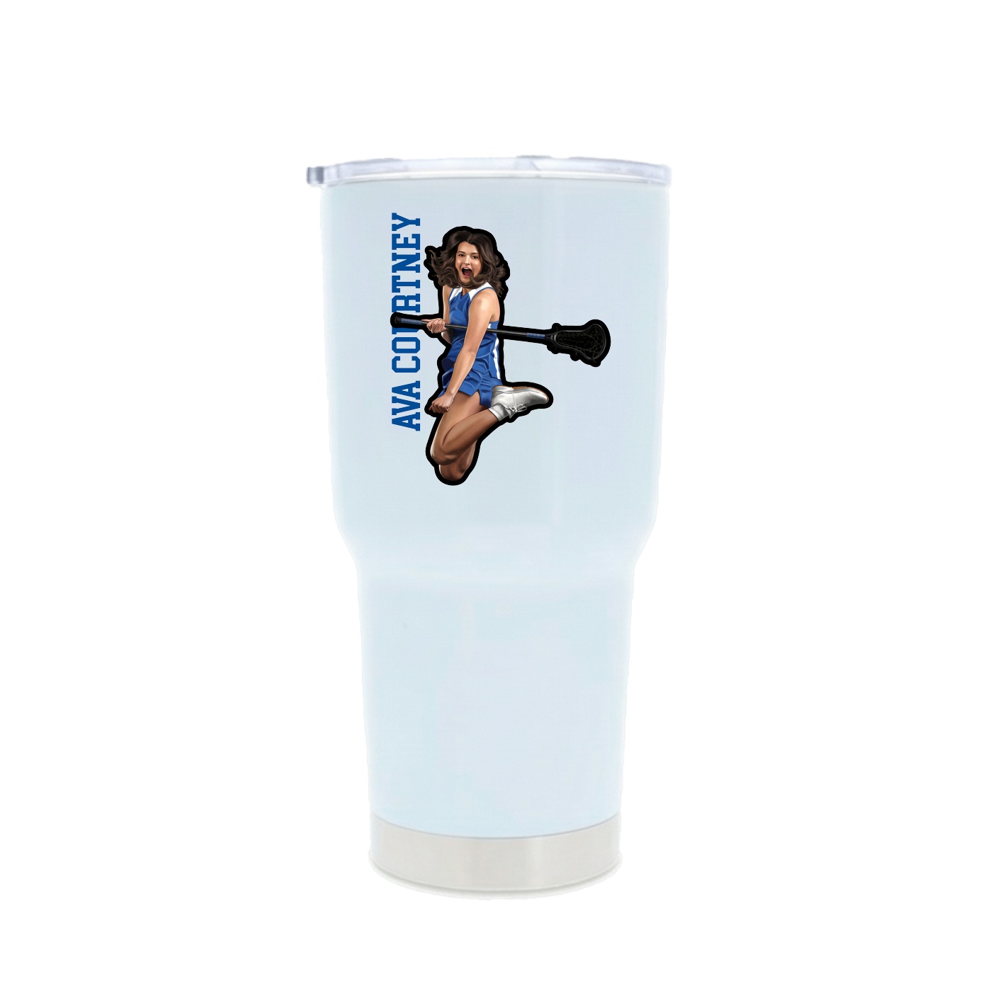 30oz Stainless Steel Tumbler — Name Vertical in White
