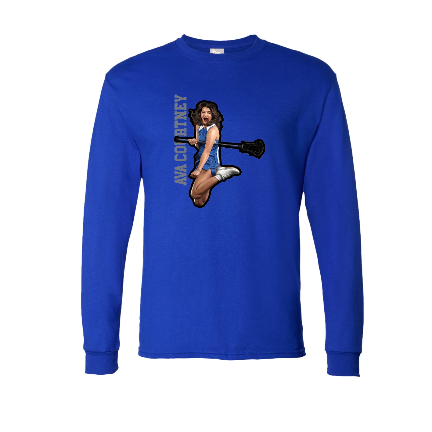 Long Sleeve Tee — Name Vertical in Royal
