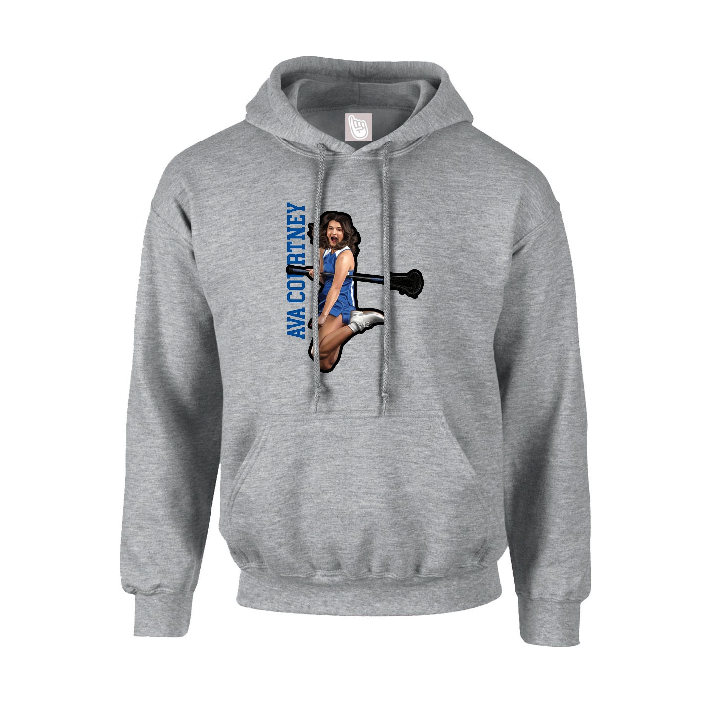 Hoodie — Name Vertical in Grey