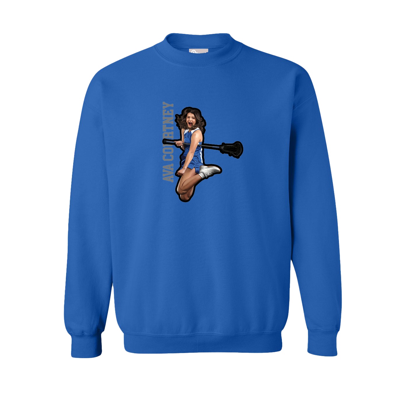 Fleece Crew — Name Vertical in Royal