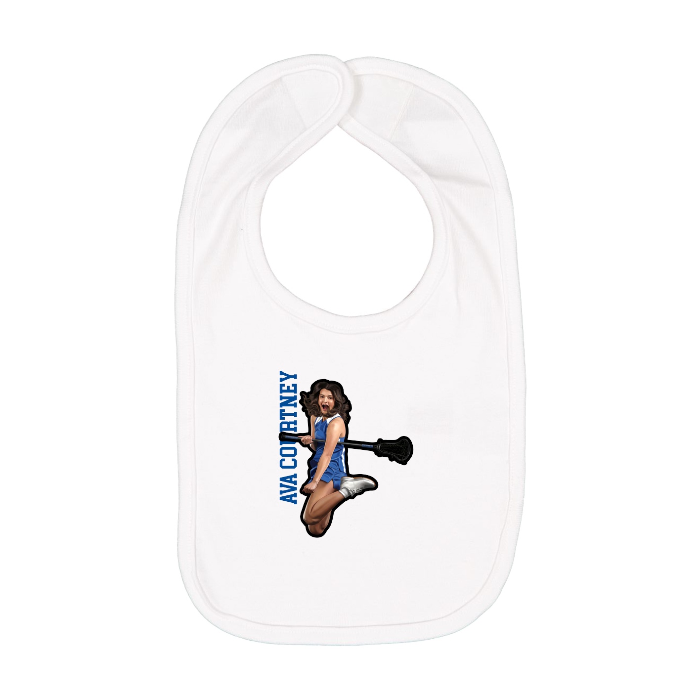 Infant Bib — Name Vertical in White