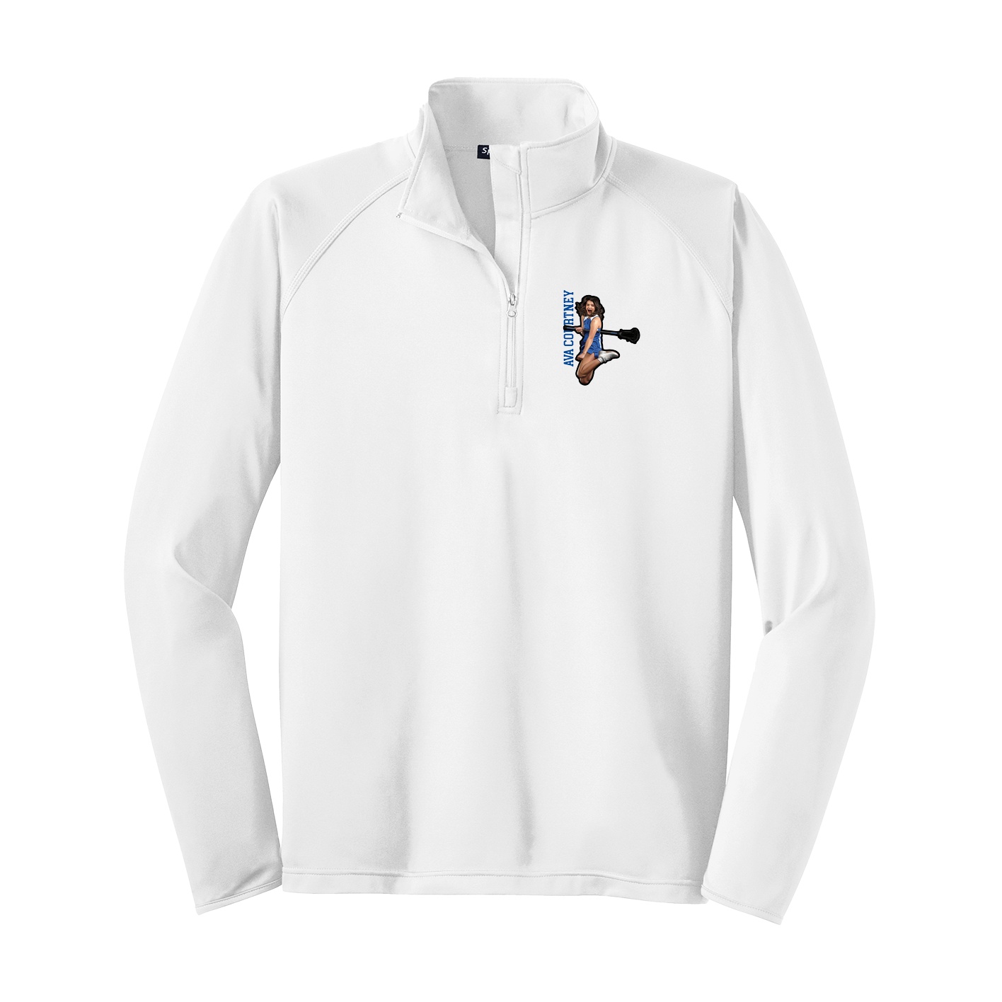 Q-Zip Pullover — Name Vertical in White