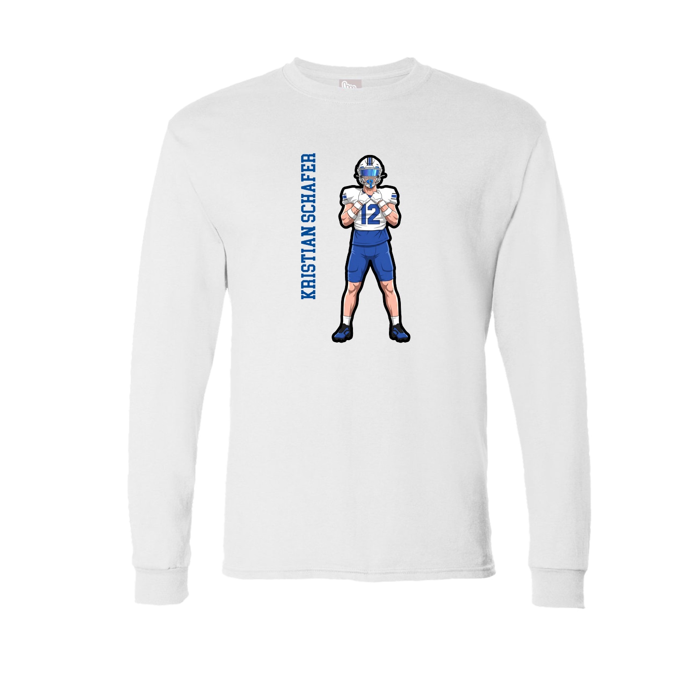Long Sleeve Tee — Name Vertical in White
