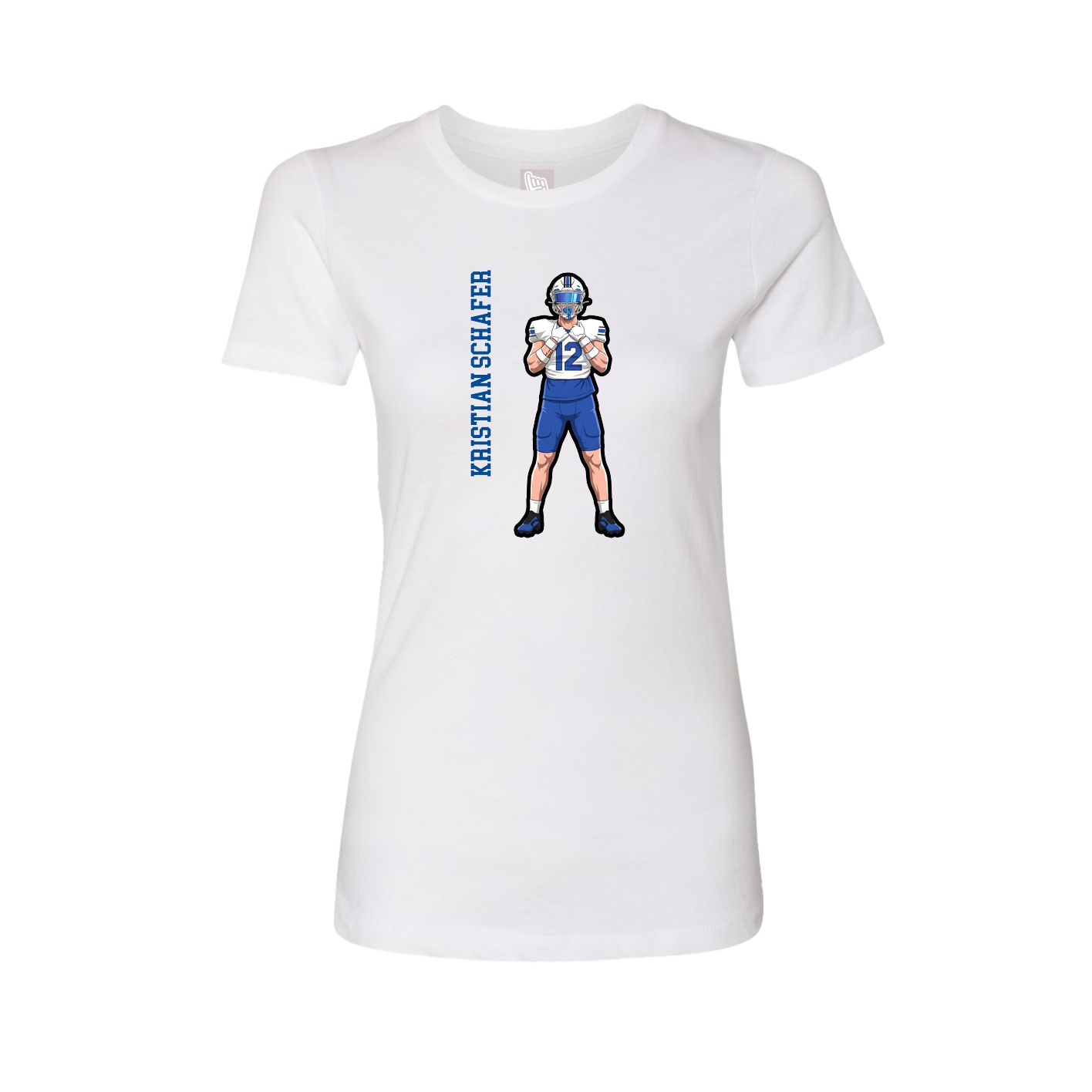 Womens Tee — Name Vertical in White