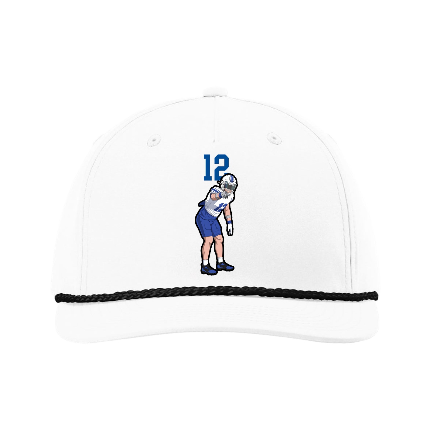 Five-Panel Classic Rope Cap — Number Top in White