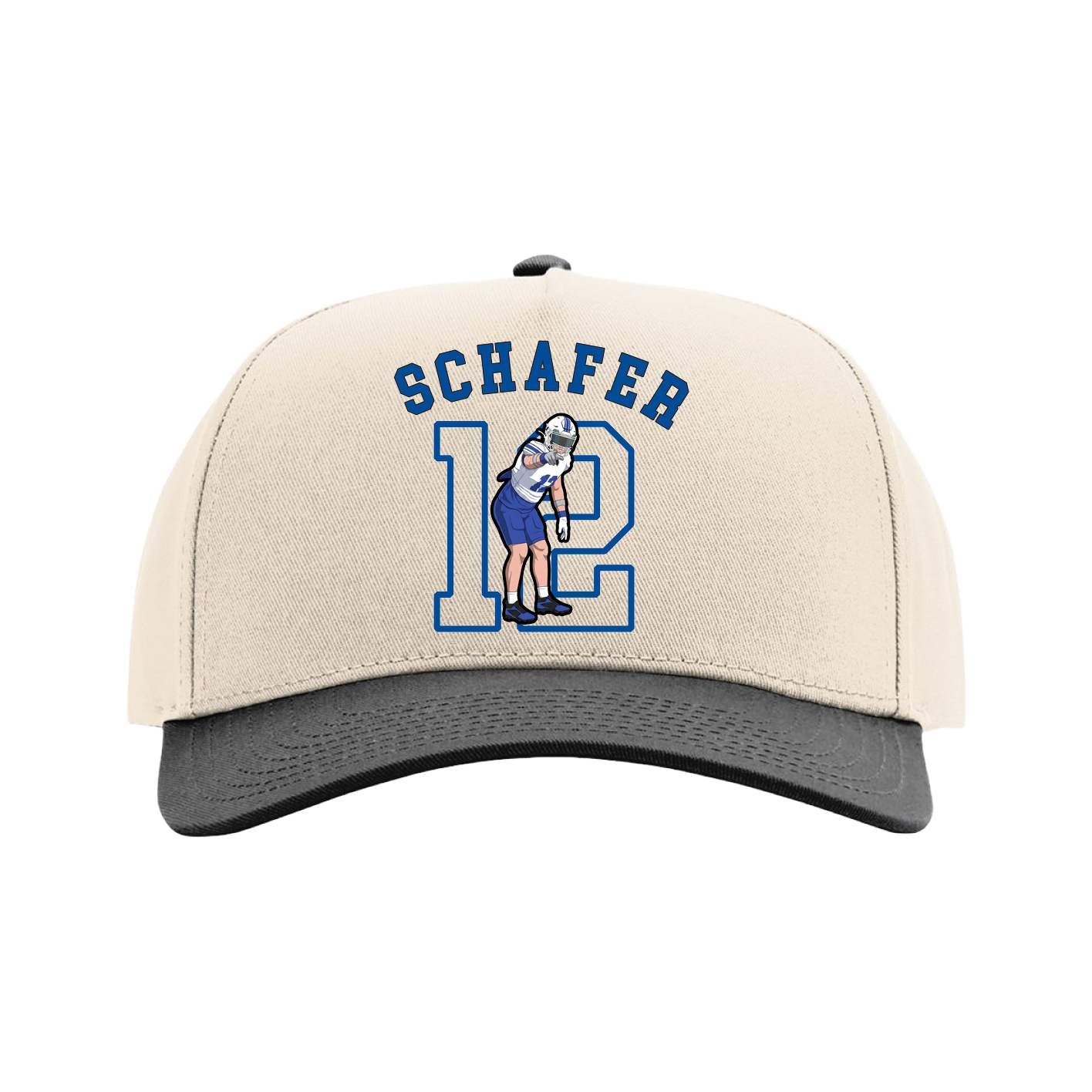 Full Fabric Five-Panel Champ Cap — Shirsey Arch in Cream/Black
