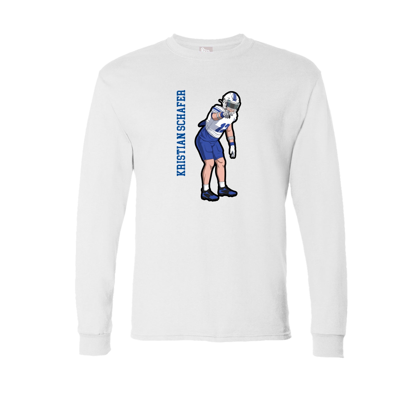 Long Sleeve Tee — Name Vertical in White