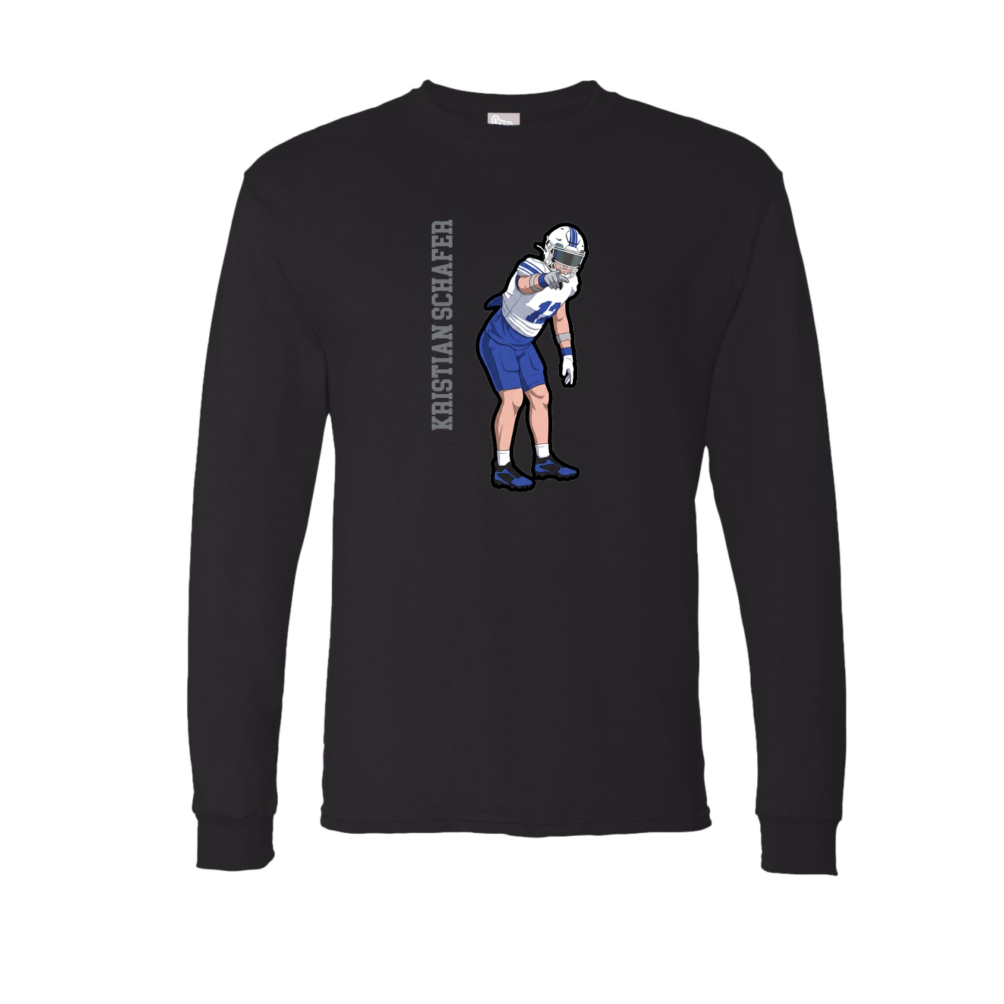 Long Sleeve Tee — Name Vertical in Black
