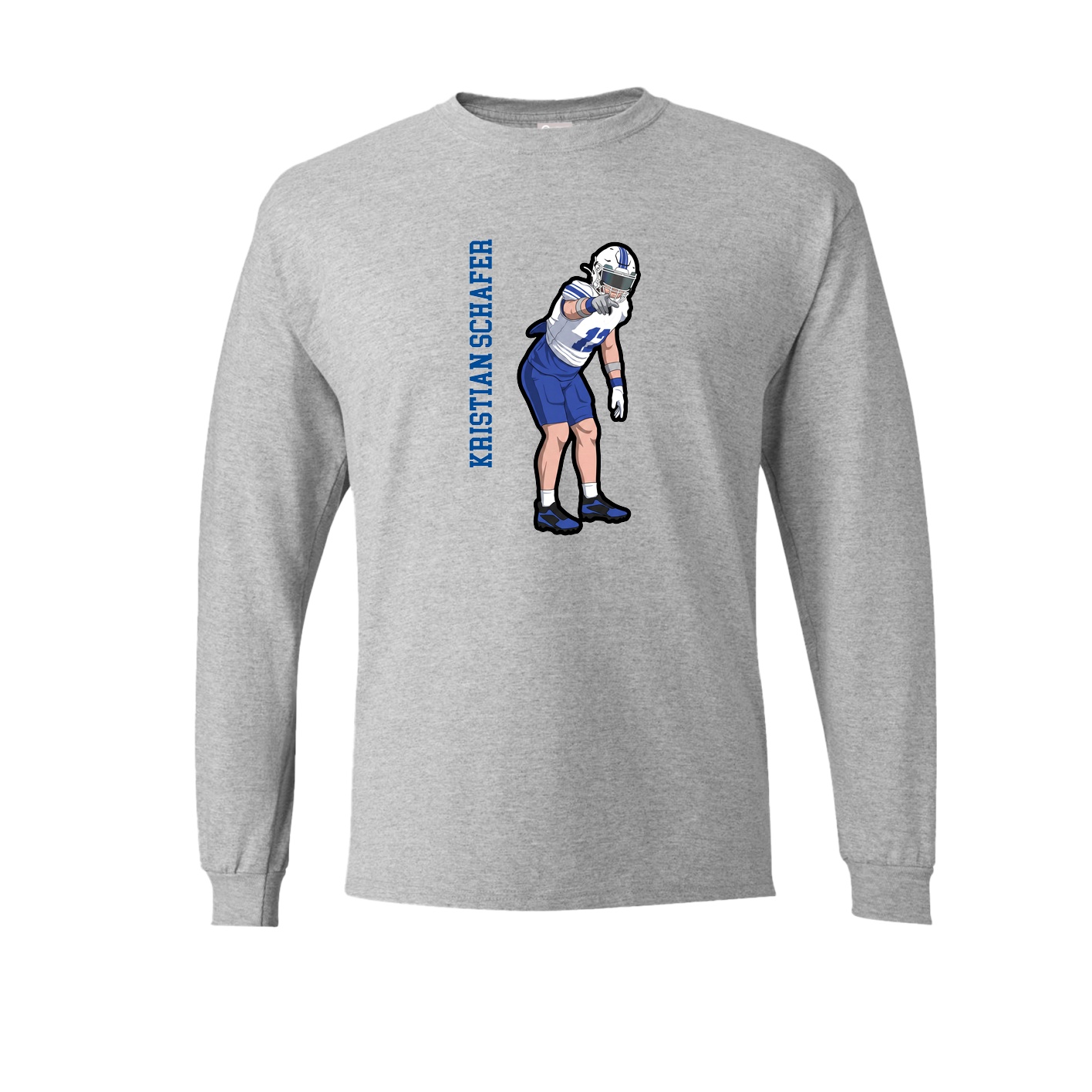 Long Sleeve Tee — Name Vertical in Grey