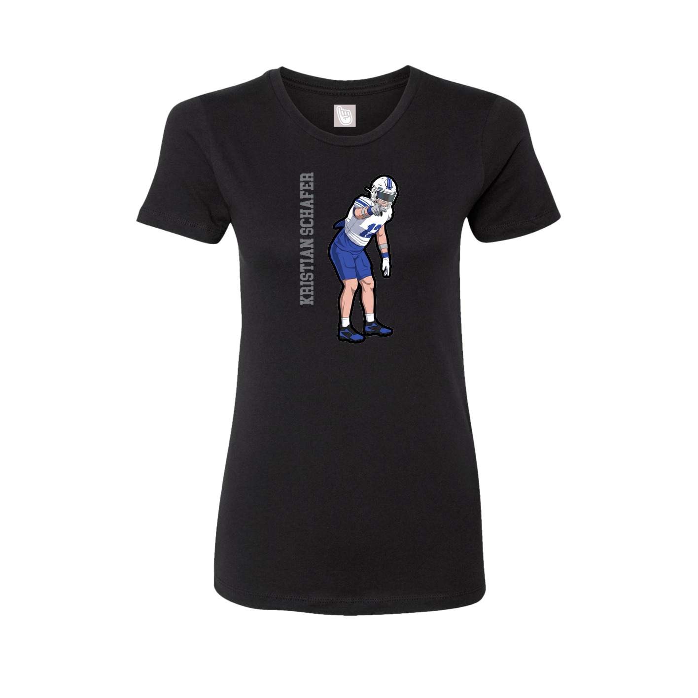 Womens Tee — Name Vertical in Black