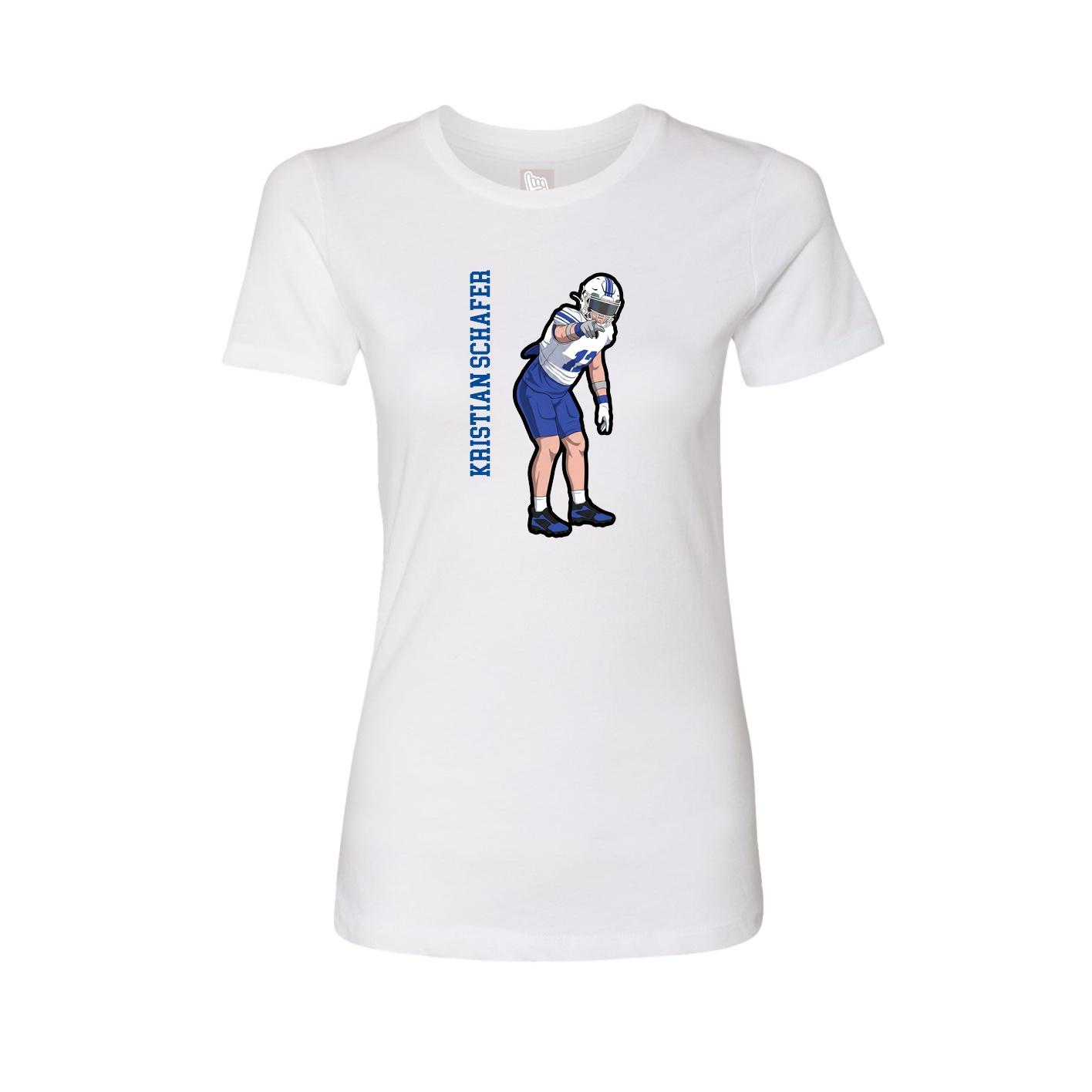 Womens Tee — Name Vertical in White