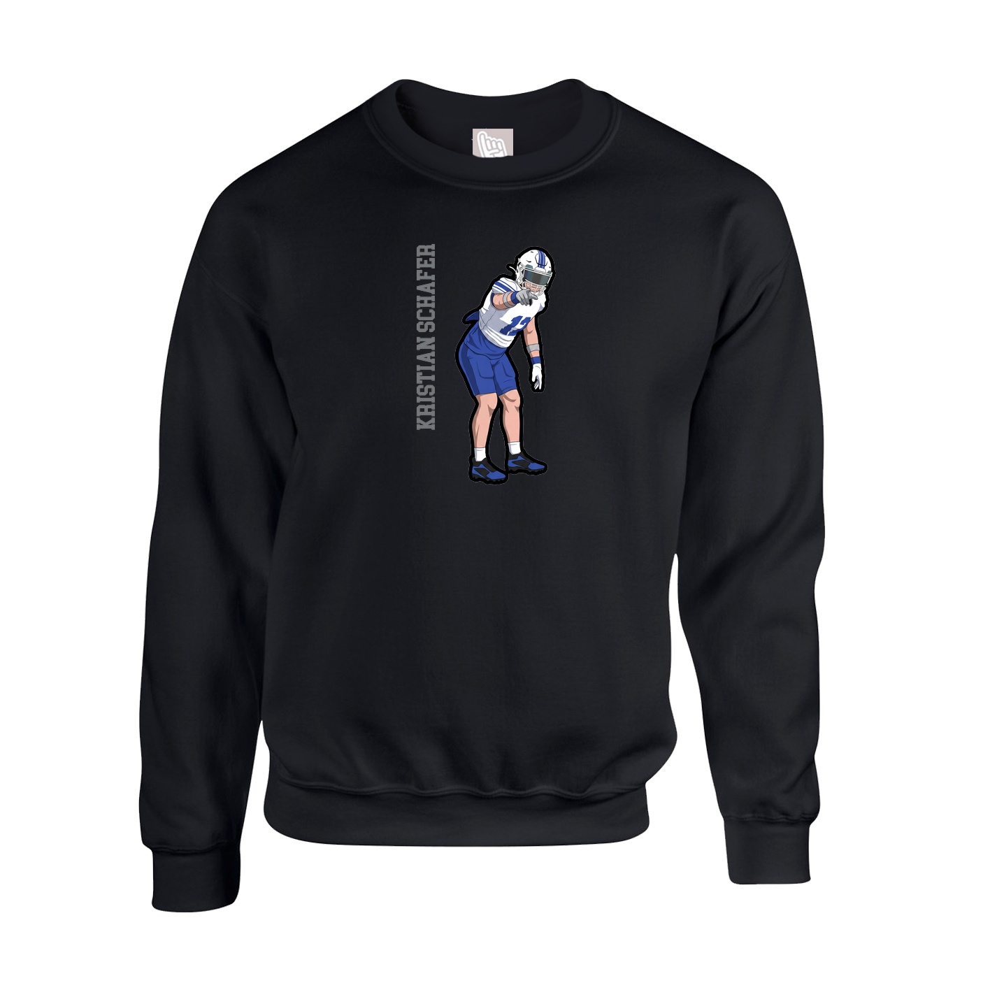 Fleece Crew — Name Vertical in Black