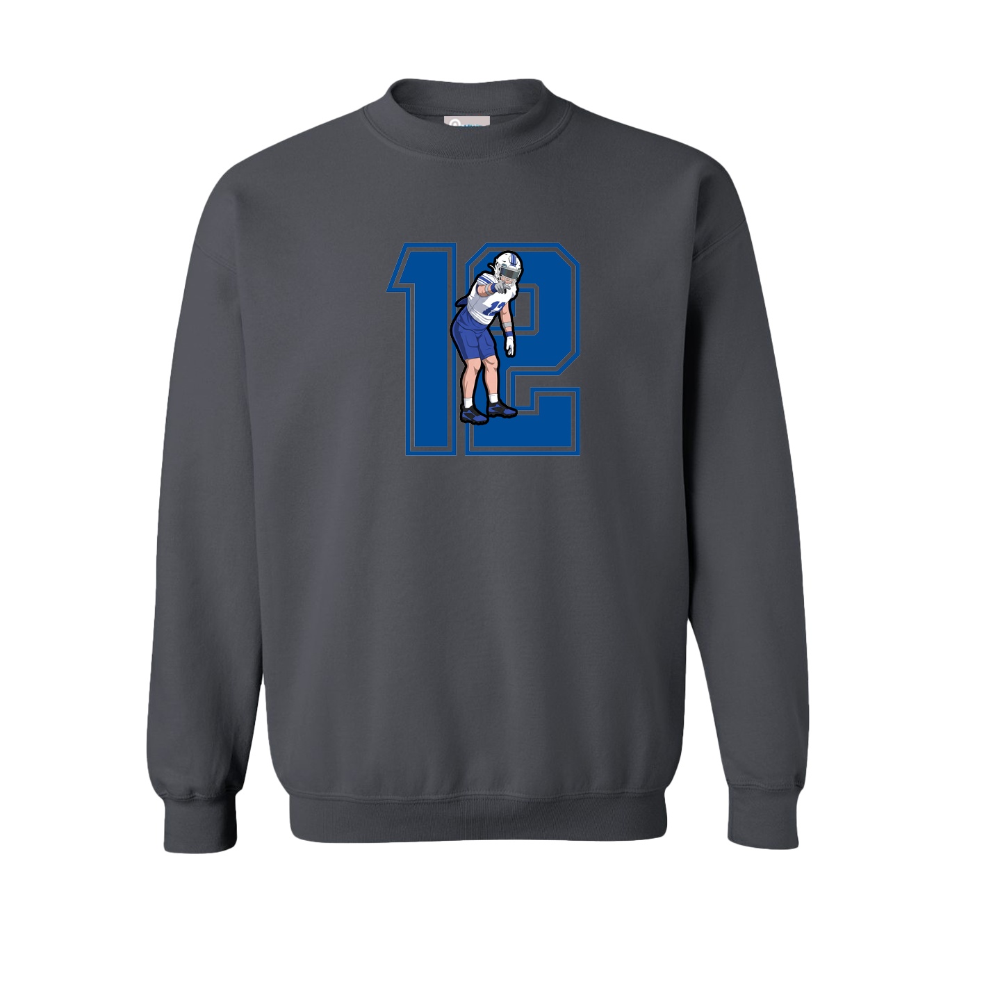 Fleece Crew — Number in Grey