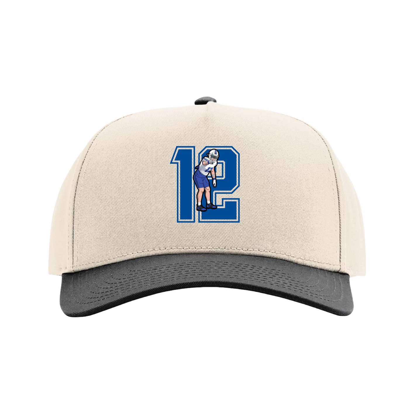 Full Fabric Five-Panel Champ Cap — Number in Cream/Black