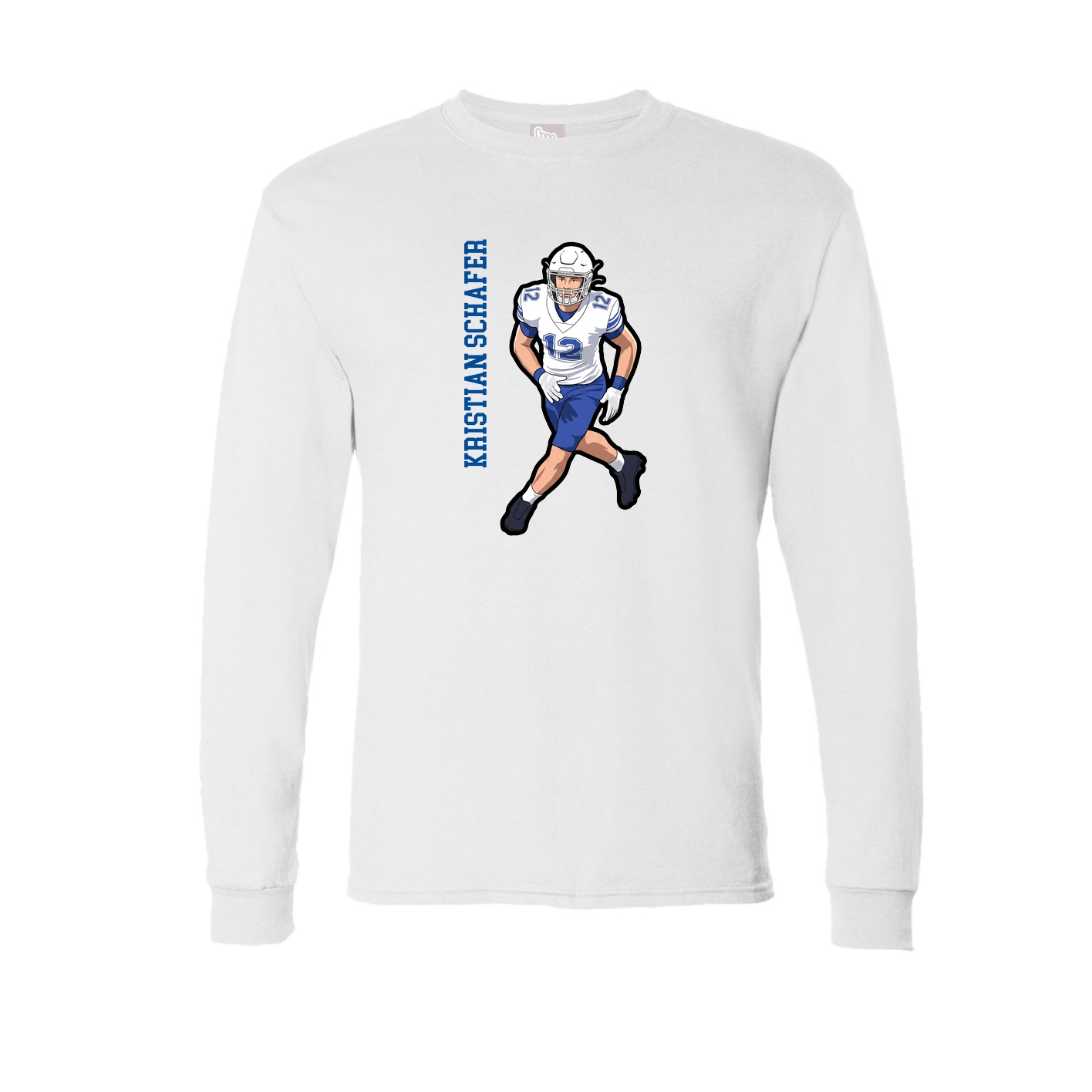 Long Sleeve Tee — Name Vertical in White