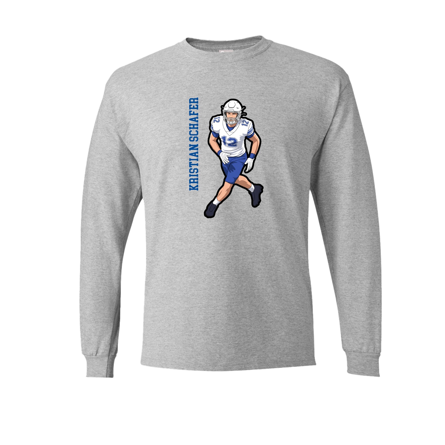 Long Sleeve Tee — Name Vertical in Grey
