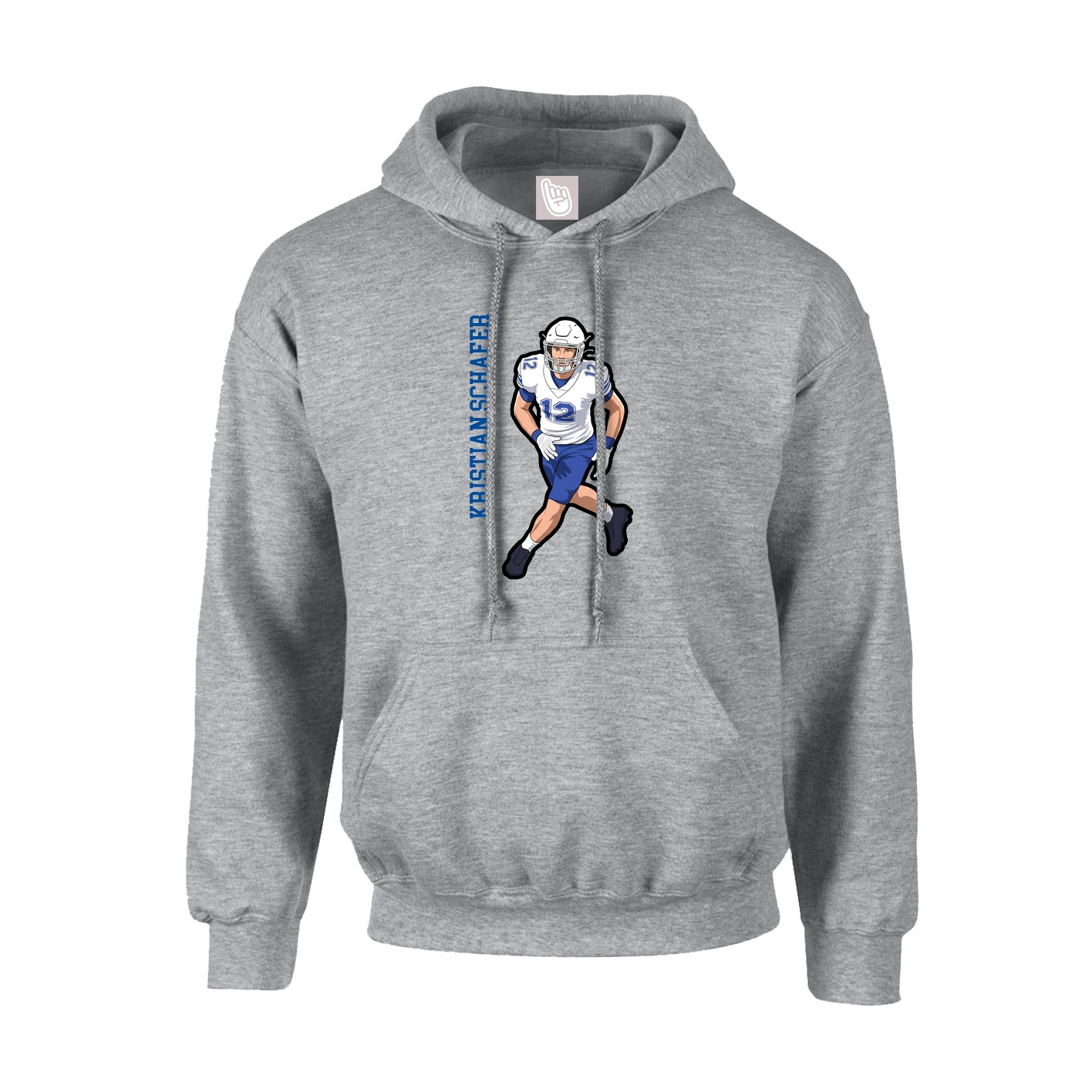 Hoodie — Name Vertical in Grey