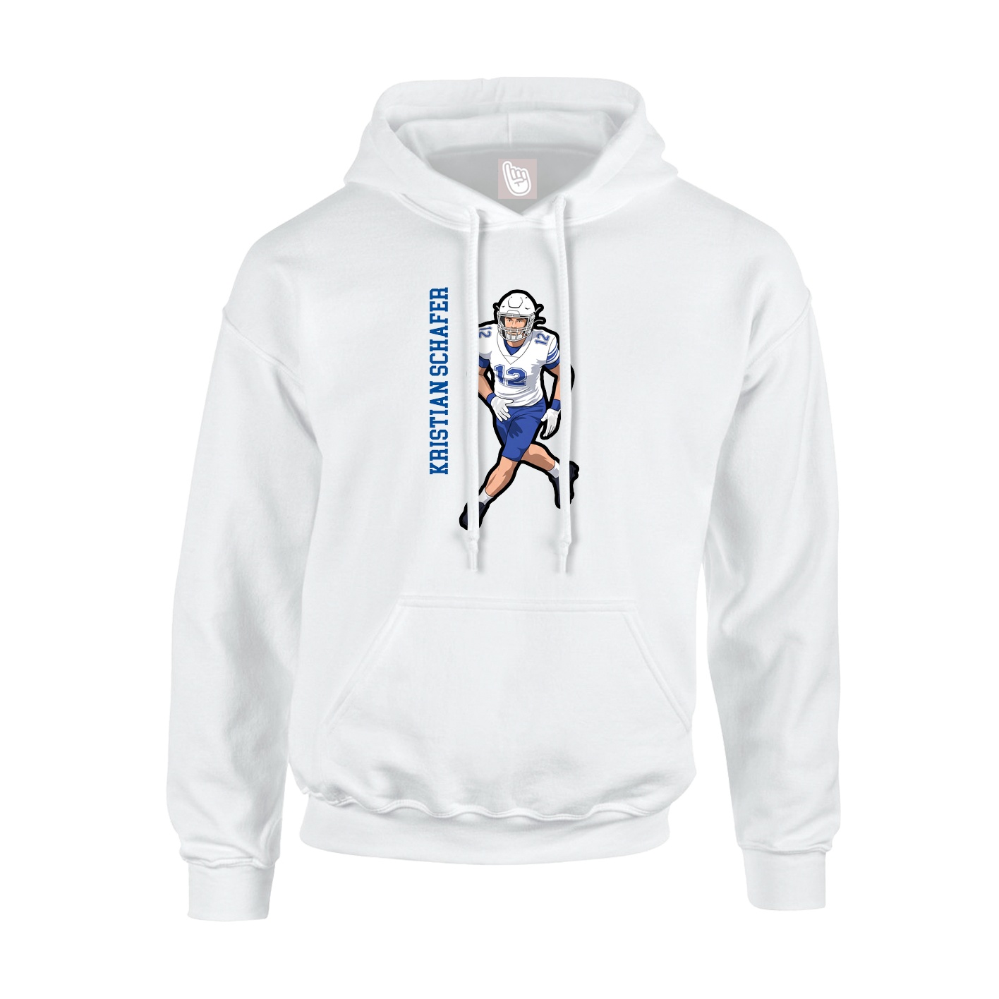 Youth Hoodie — Name Vertical in White