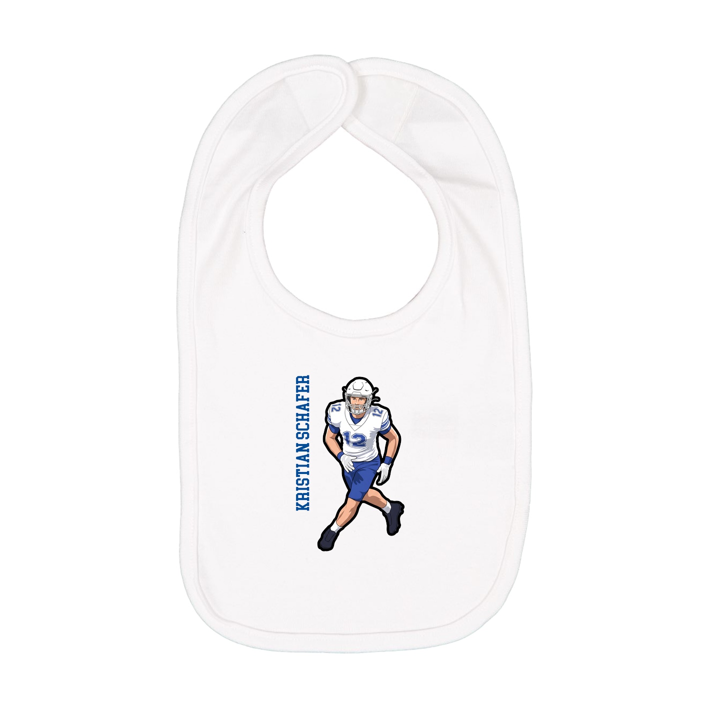Infant Bib — Name Vertical in White