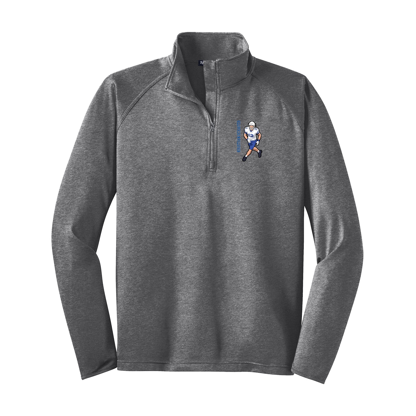 Q-Zip Pullover — Name Vertical in Grey