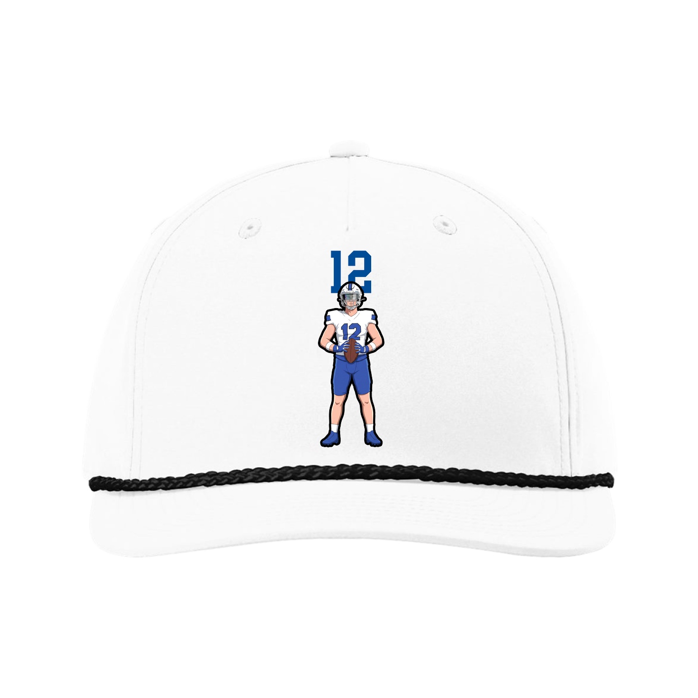 Five-Panel Classic Rope Cap — Number Top in White