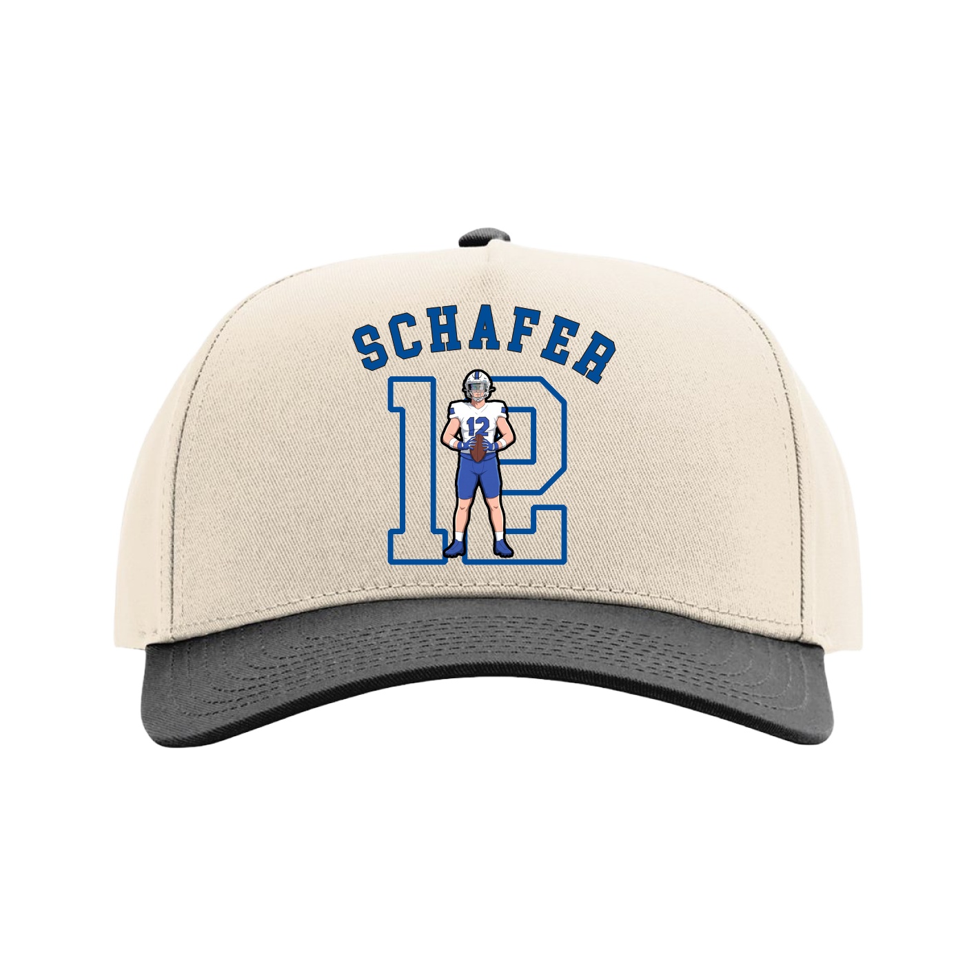 Full Fabric Five-Panel Champ Cap — Shirsey Arch in Cream/Black