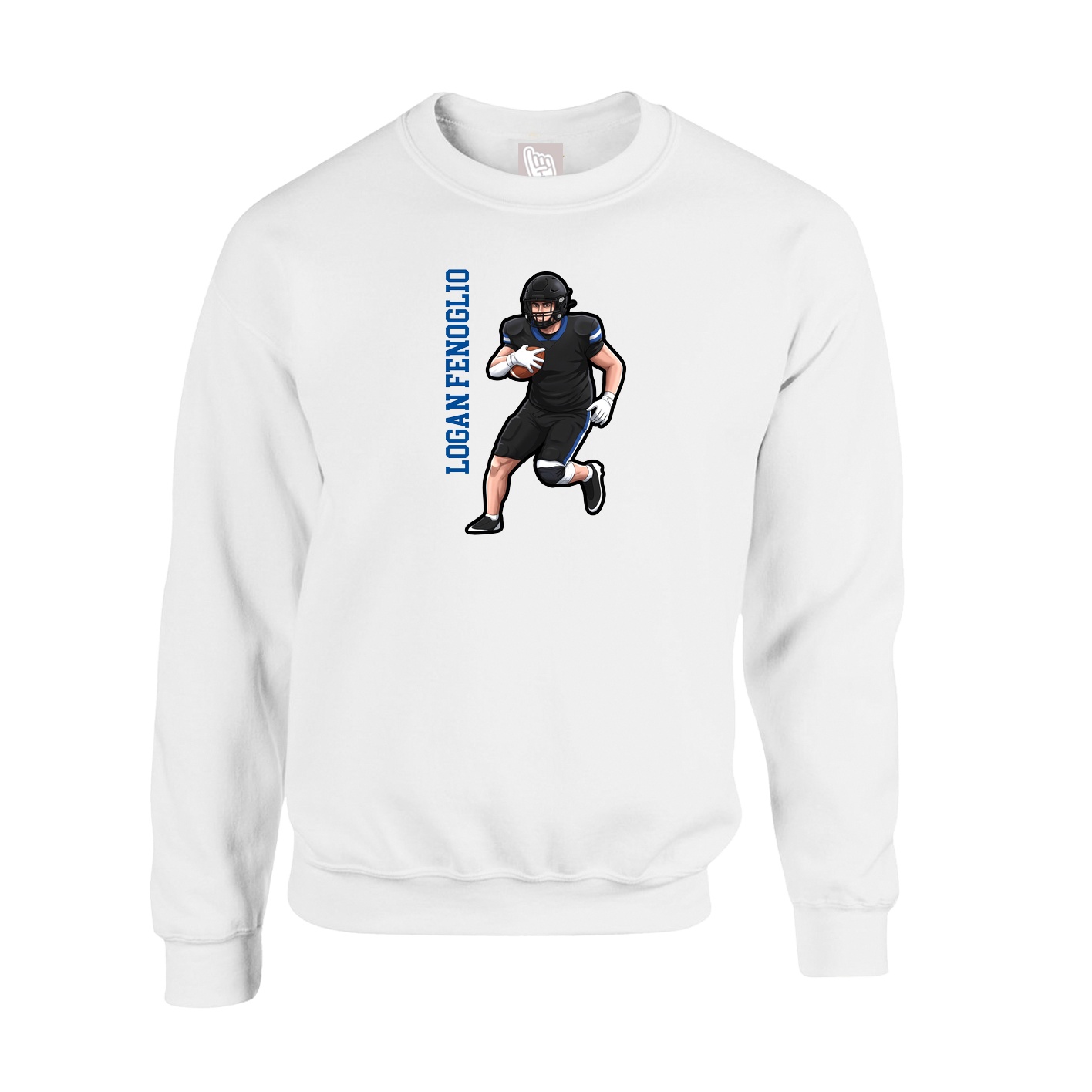 Fleece Crew — Name Vertical in White