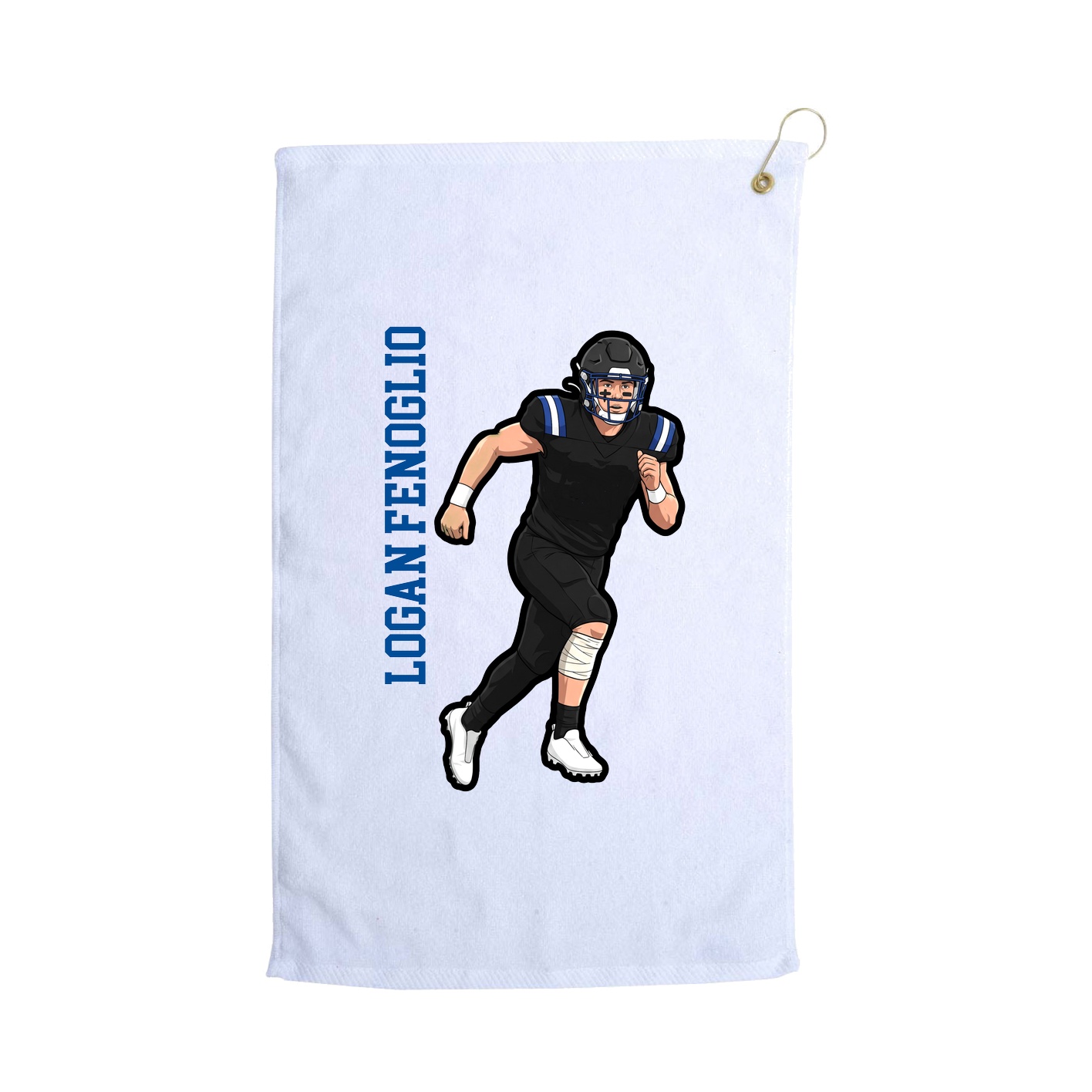 Golf Towel — Name Vertical in White