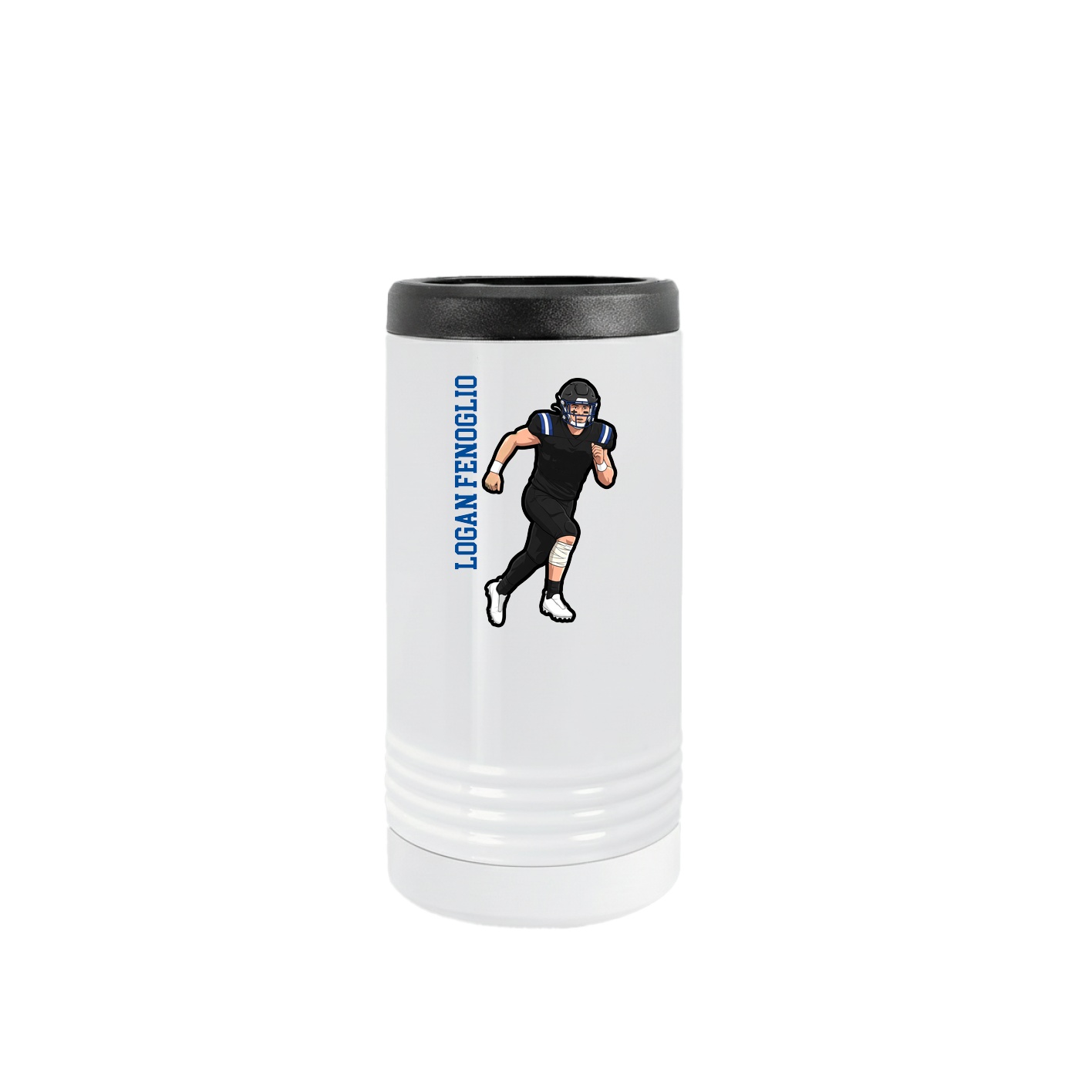 Slim Beverage Holder — Name Vertical in White
