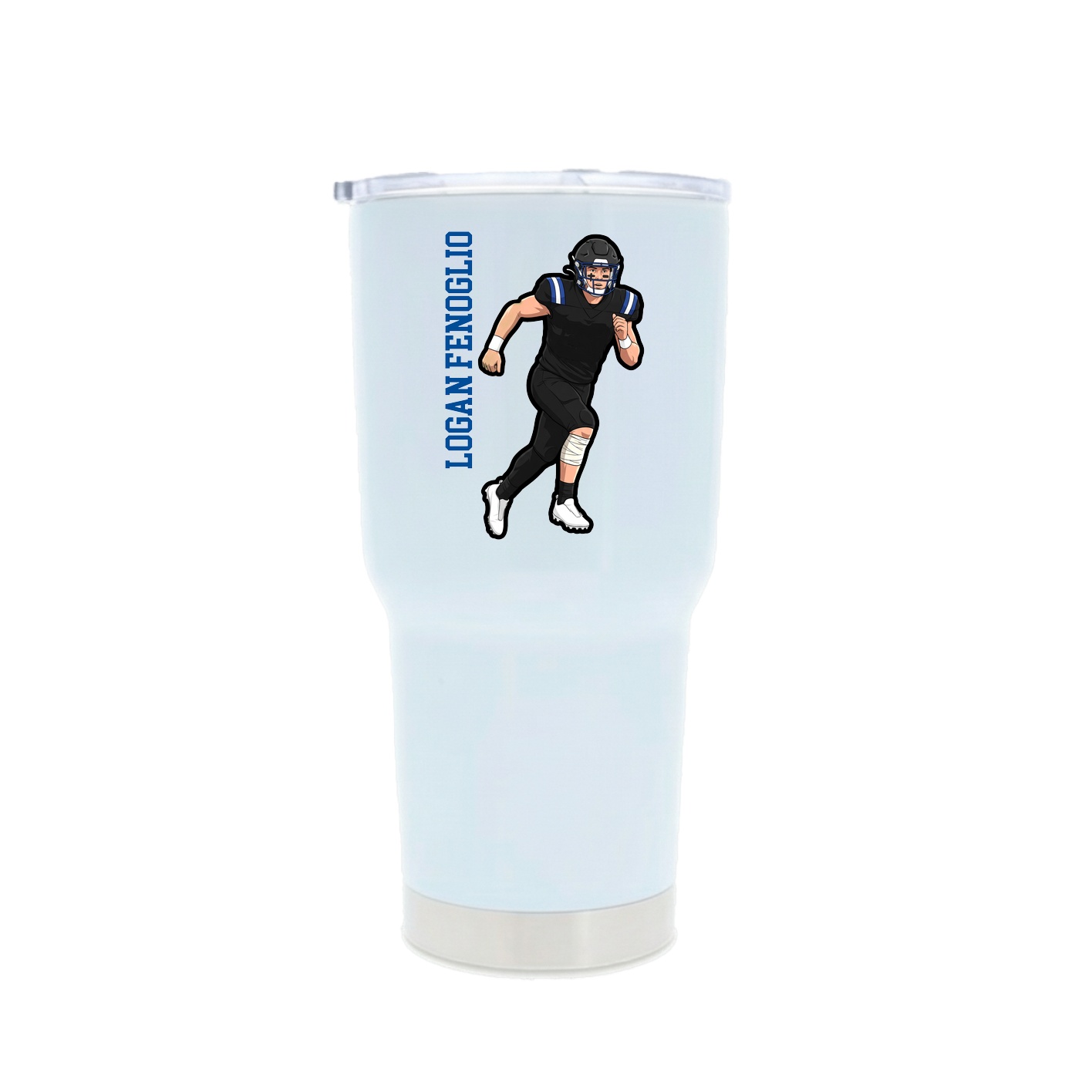 30oz Stainless Steel Tumbler — Name Vertical in White