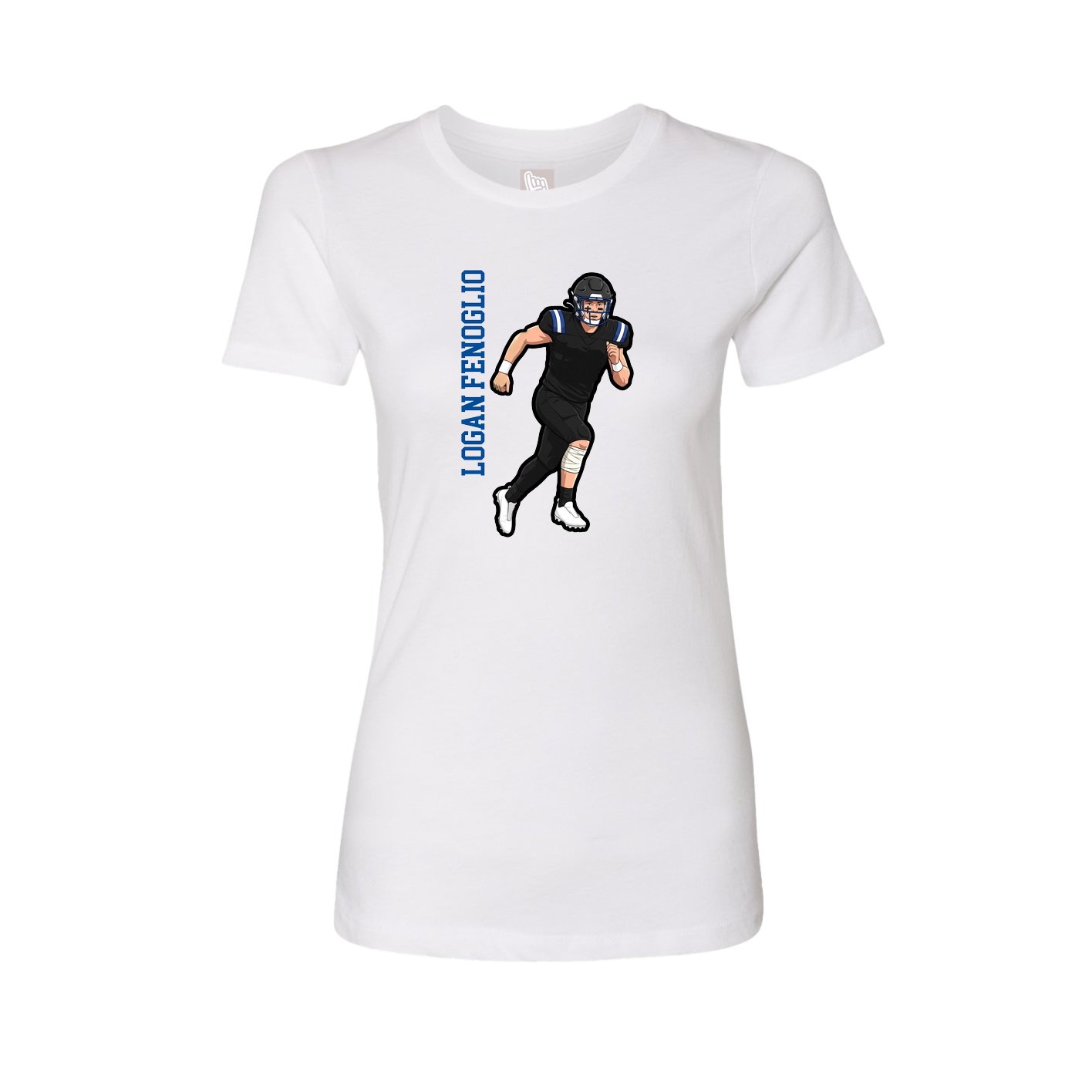Fitted Women's Tee — Name Vertical in White