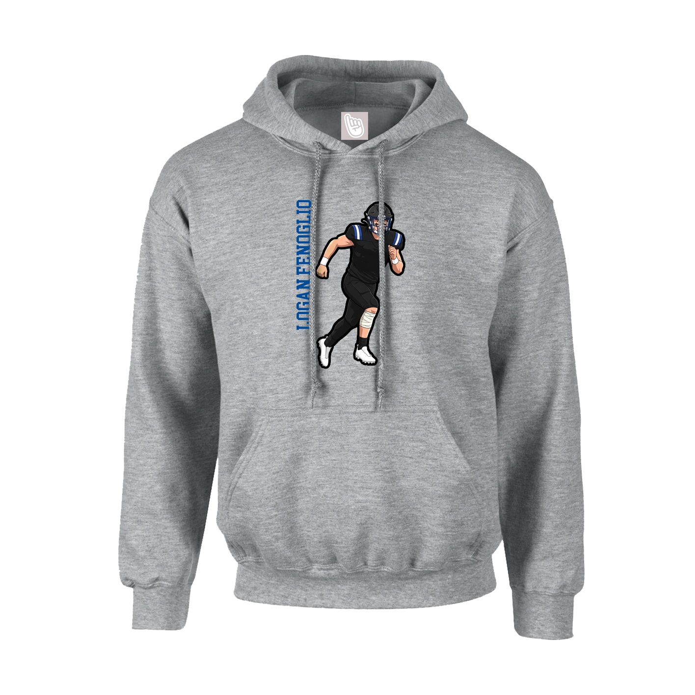 Youth Hoodie — Name Vertical in Grey