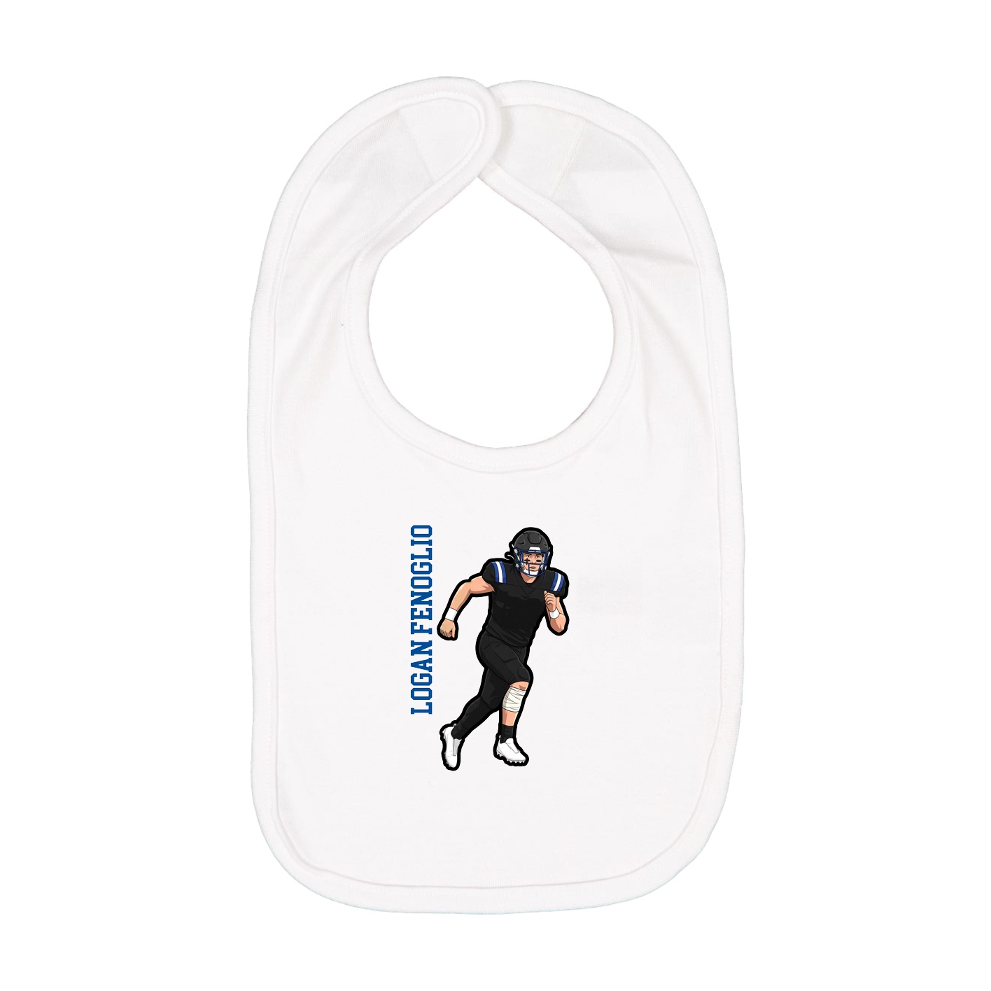 Infant Bib — Name Vertical in White