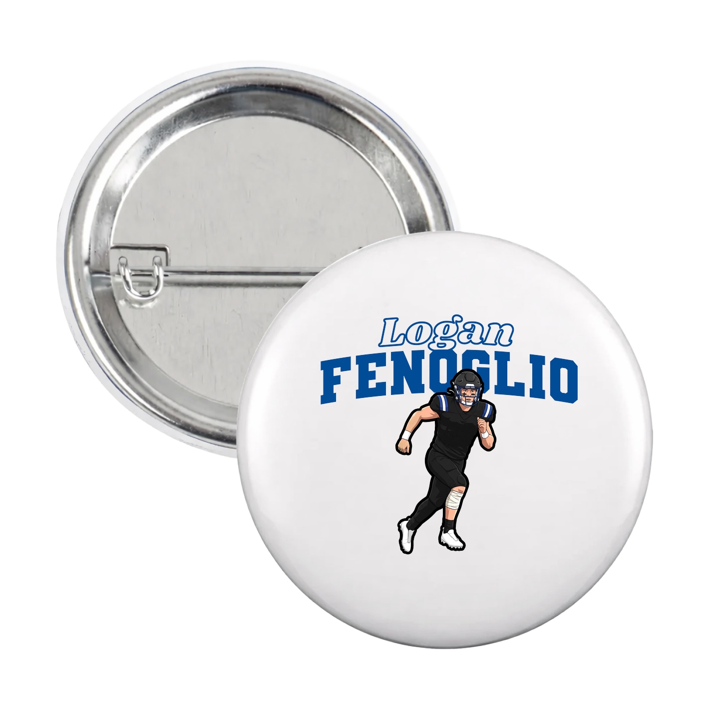 Game Day Button — Name Arch in White