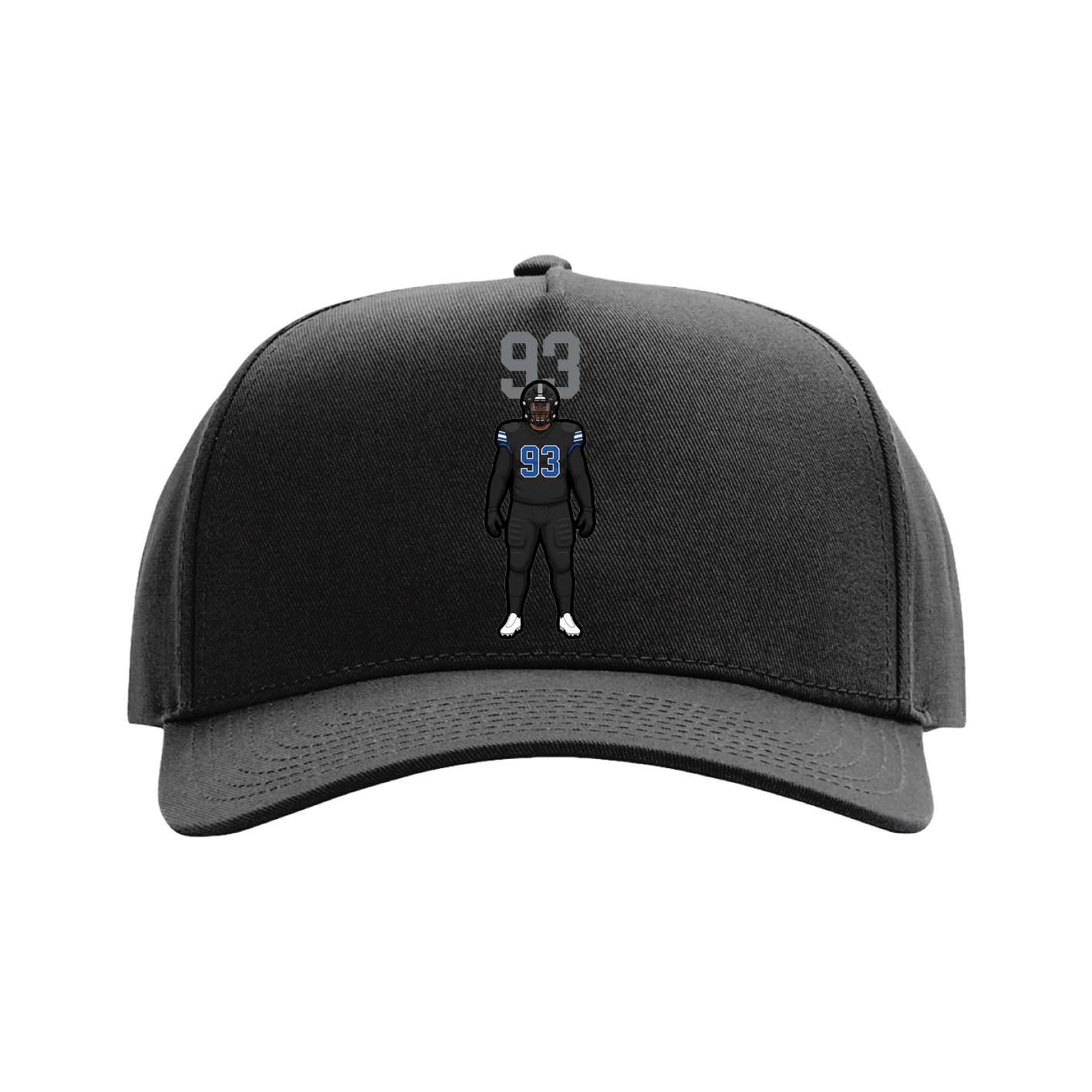 Full Fabric Five-Panel Champ Cap — Number Top in Black