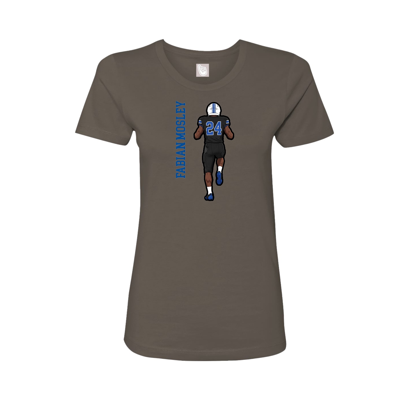 Fitted Women's Tee — Name Vertical in Grey