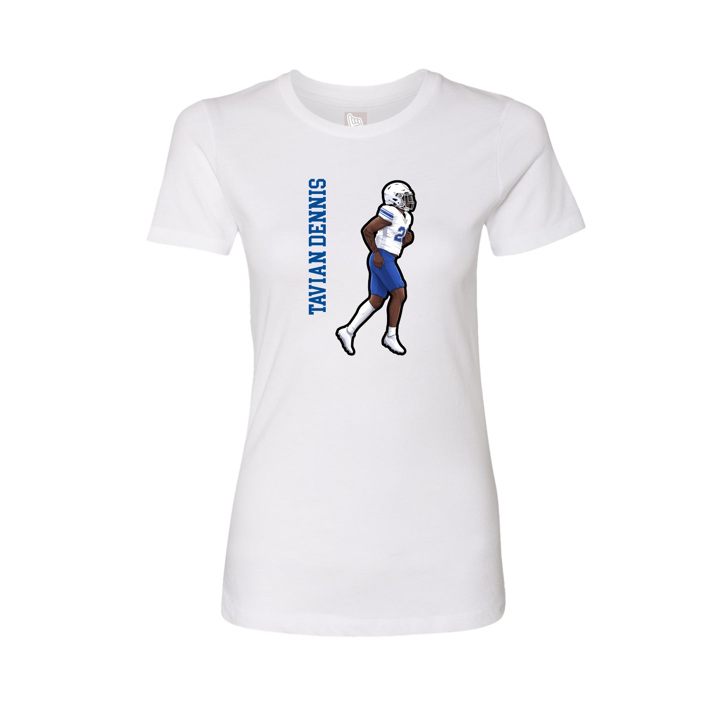 Fitted Women's Tee — Name Vertical in White